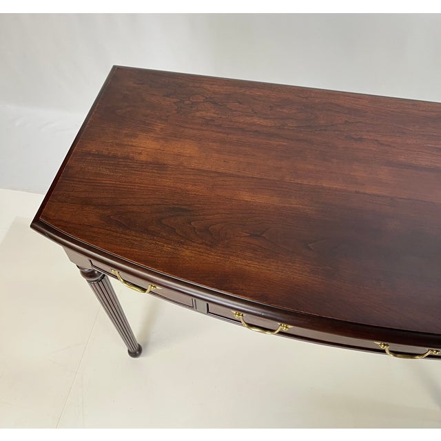 Vintage Harden Furniture "Circa 1991" Collector's Edition Cherry Bowfront Console / Writing Desk For Sale - Image 6 of 16