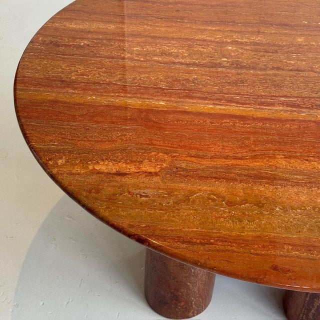 c. 1970s. Red Persian Travertine with five columns. Can be arranged however you like. This is a very rare table.