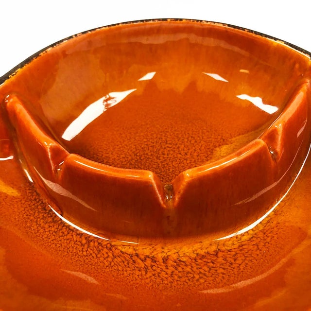 Jaru of California 1950's Ceramic Cathall/Ashtray With Orange Glaze by Jaru of California For Sale - Image 4 of 8