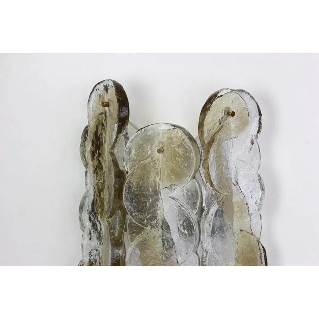 Wonderful pair of mid-century wall sconces with three large murano glass pieces in each lamp, made by kalmar, austria,...