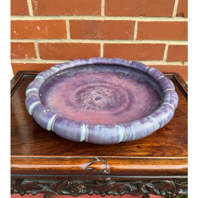 Antique Fulper Pottery Large Lobe Edge Bowl in the Purple Wisteria Glaze, Circa 1920’s For Sale In Greenville, SC - Image 6 of 6