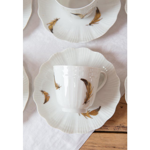 Giraud Limoges Coffee Set with Hand-Painted Gold Leaves, 1950s, Set of 22 For Sale - Image 6 of 9