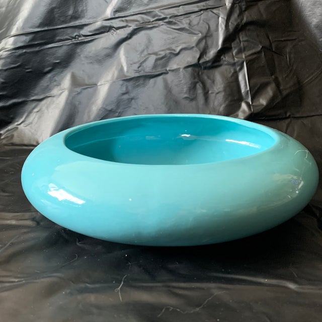 Shabby Chic Vintage Pottery Ufo Shaped Succulent Cactus Planter Robin’s Egg Blue Attributed to Royal Haeger For Sale - Image 3 of 4