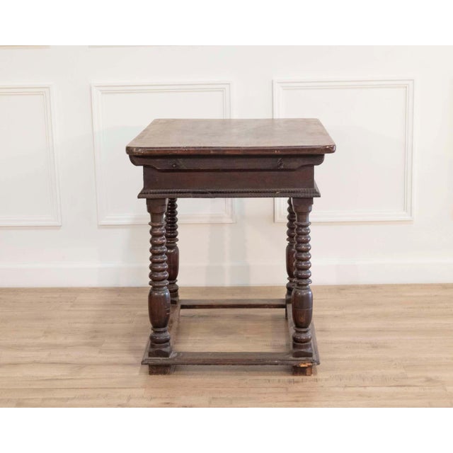 Wood French Changer’s Table from Jura in Walnut with Turned Legs, 18th Century For Sale - Image 7 of 11