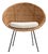 1960s French Mid- Century Modern Rattan Woven Chair with Upholstered Seat For Sale