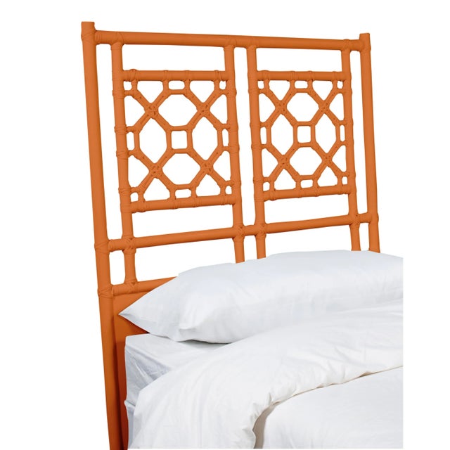 This headboard features classic Rattan design in a geometric pattern. Constructed of solid rattan and hand bound with...