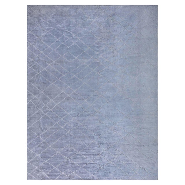 Contemporary High and Low Gray Diamond Rug by Doris Leslie Blau For Sale
