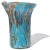 Beautiful vintage Murano hand blown, sky blue and copper aventurine fleck swirls over white Italian art glass flower vase....