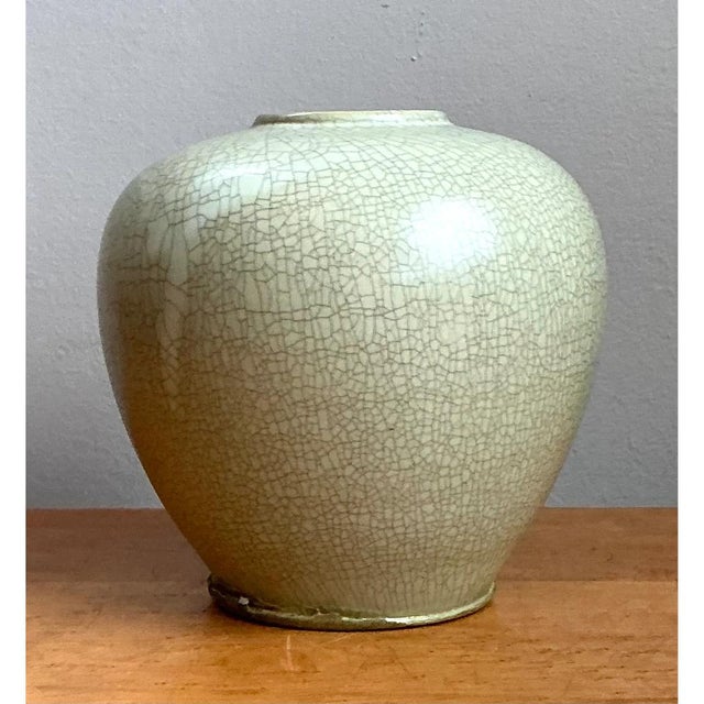 Vintage Crackle Glazed Ceramic Vase For Sale - Image 10 of 12