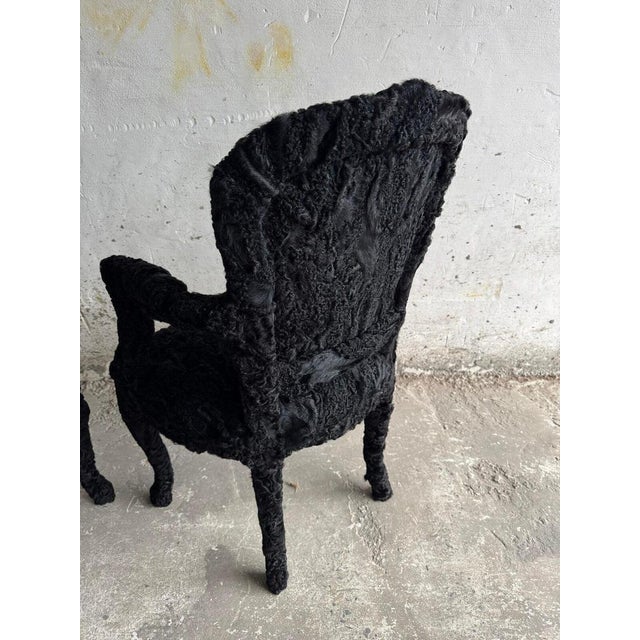 Black Set of Theatrical Armchairs in Black Feather Fabric For Sale - Image 8 of 9
