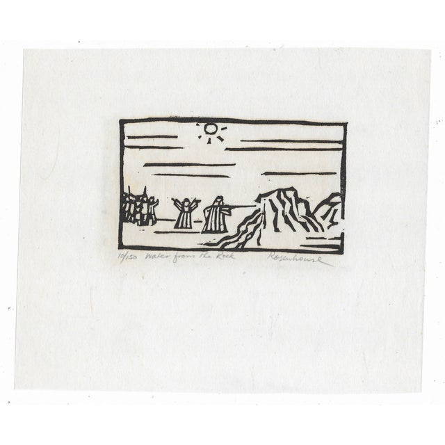 1966 Irwin Rosenhouse Water From the Rock Woodcut Chairish