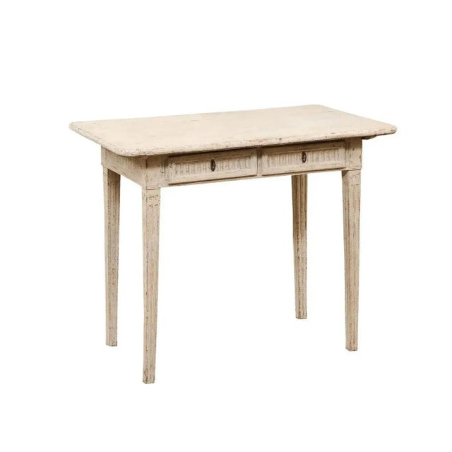 Early 19th Century Danish 1800s Painted Wood Console Table with Two Drawers and Fluted Motifs For Sale - Image 5 of 13