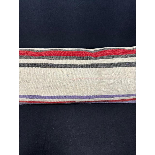 Contemporary Turkish Hemp Pillow Cushion Natural Beige Red Cushion Cover 14x45 For Sale - Image 3 of 4