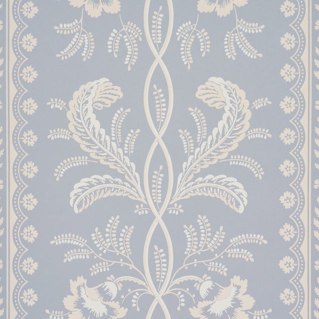 SAMPLE - Schumacher Bell Flowers Wallpaper In Light Blue For Sale