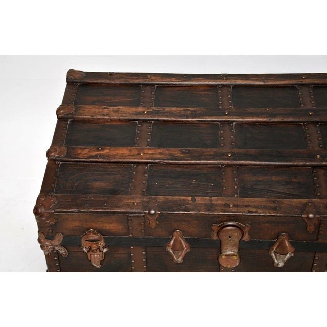 Large Antique Pine Travel Trunk, 1900s For Sale - Image 10 of 15