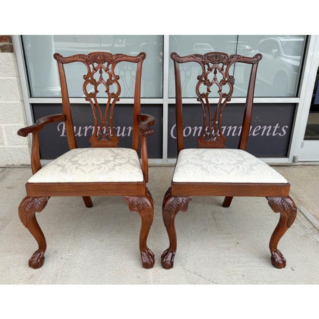 Hickory Chair Furniture Company Set of 8 Hickory Chair Chippendale Dining Chairs For Sale - Image 4 of 17