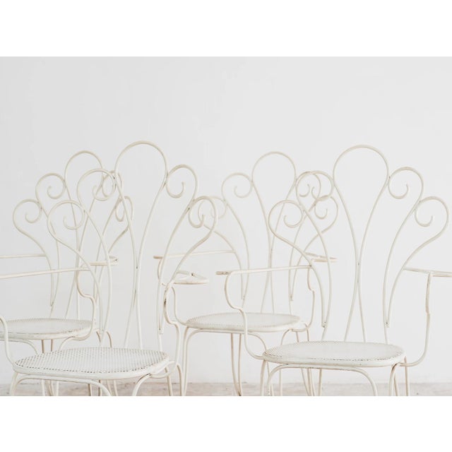 Garden Armchairs in White Iron attributed to Lio Carminati, 1950s, Set of 4 For Sale - Image 11 of 13