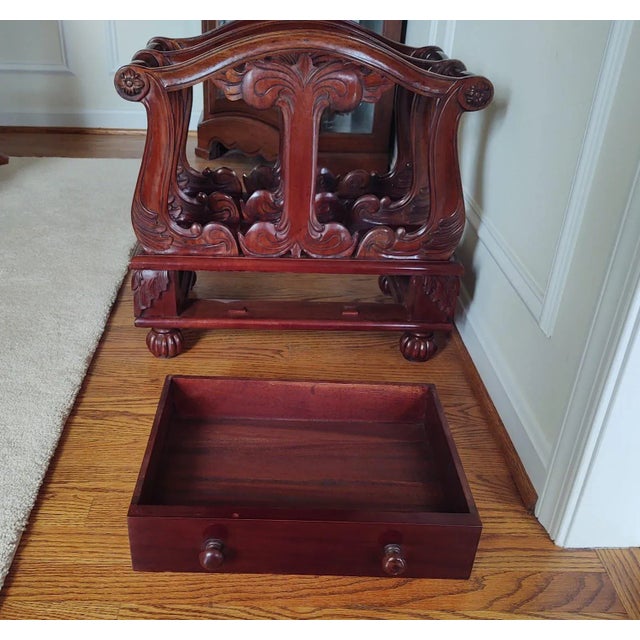 Brown Vintage Solid Wood Magazine Rack For Sale - Image 8 of 9