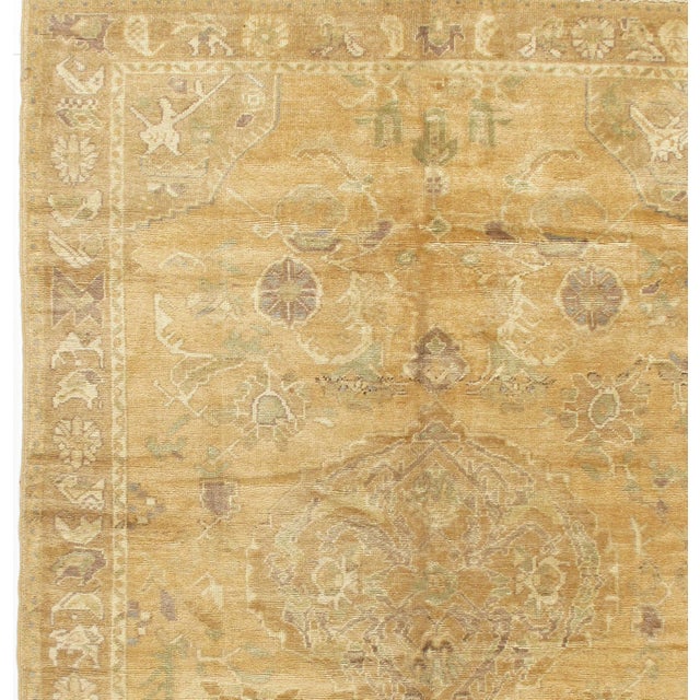 Textile Vintage Circa 1940 Subdued Turkish Oushak Hand Woven Wool Rug 5ft 6in X 8ft 3in For Sale - Image 7 of 8