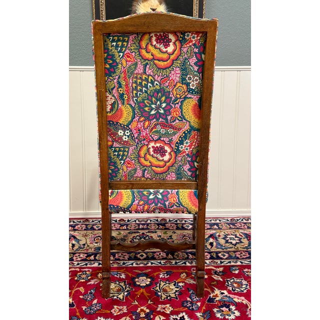 Antique Pair of Catalan Style Carved Oak Recently Upholstered Armchairs C. 1920s For Sale - Image 16 of 18
