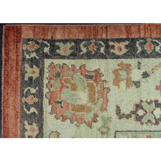 Early 21st Century Turkish Oushak Old Wool Rug 9'3" x 11'11" #30136 For Sale - Image 5 of 8