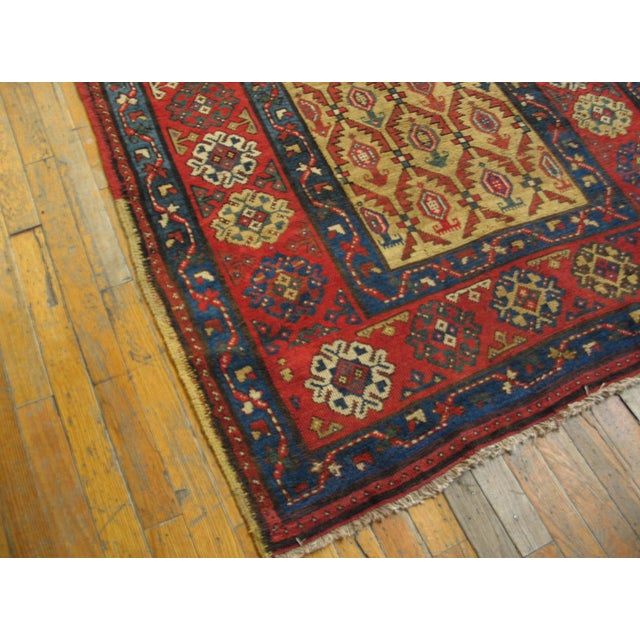 Antique Caucasian Rug with a beige background and patterned border. Early 20th Century Caucasian Karabagh Carpet ( 4'2" x...