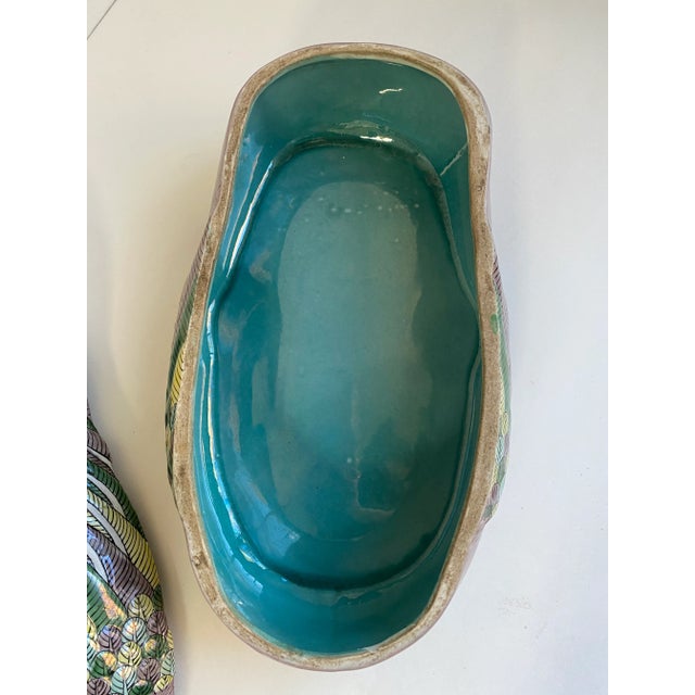 Taupe 19th Century Chinese Export Style Hand Painted Porcelain Bird Covered Dish For Sale - Image 8 of 13
