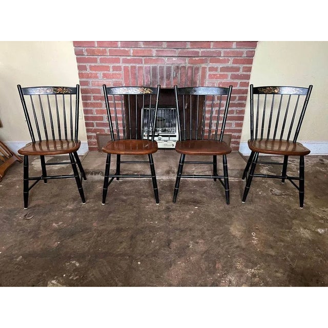 Set of Four Hitchcock 20th Century Stenciled Windsor Dining Chairs For Sale - Image 10 of 10