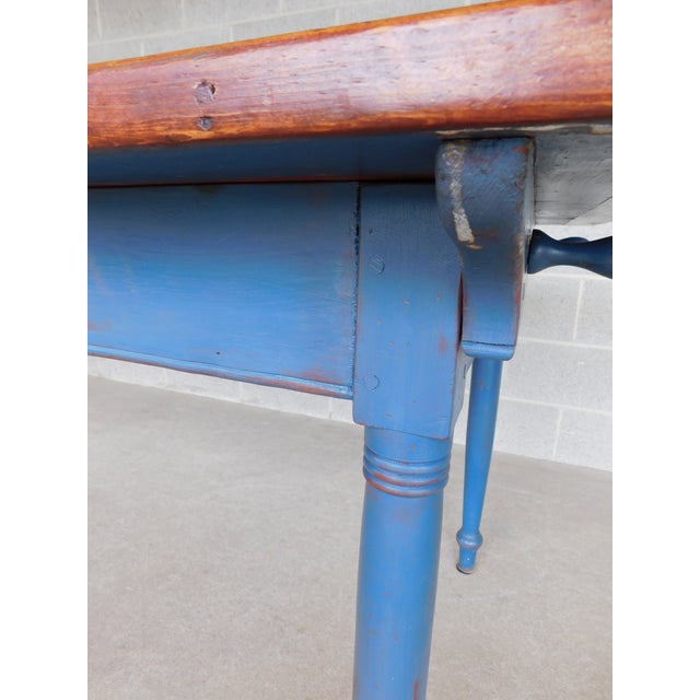 Vintage Shaker Style Custom Handmade Robins Egg Blue Base Dining Table