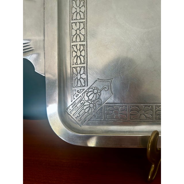 1920s Art Deco French Silver Plated Drinks Tray With Handles, 1920s For Sale - Image 5 of 7