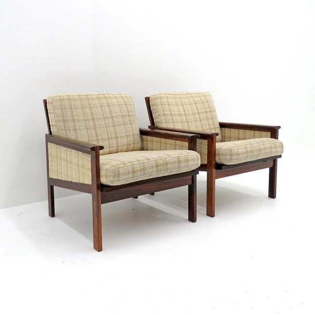 wonderful set of 2 chairs from the Capella series, designed by Illum Wikkelsø, produced by Niels Eilersen in Denmark,...