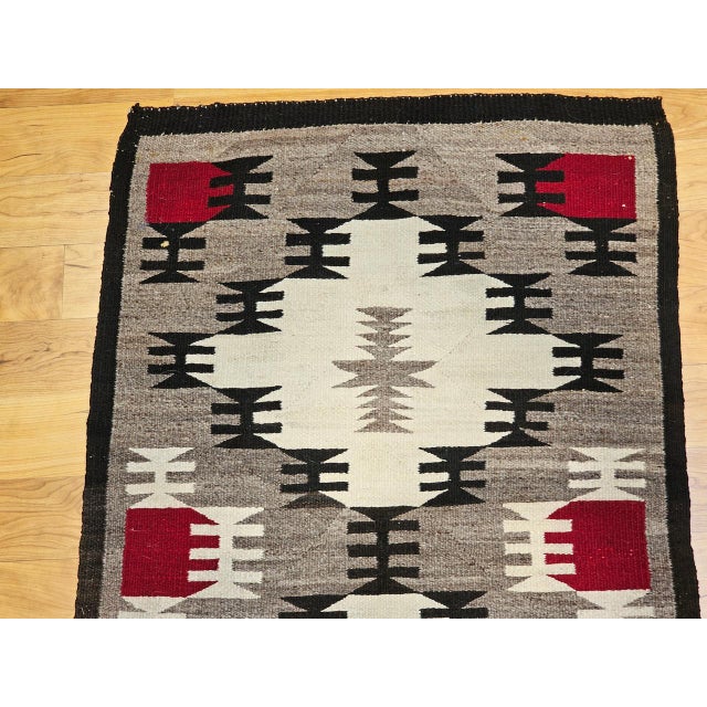 Gray Vintage Native American Navajo Rug, Handwoven Wool, Allover Pattern, Ivory & Gray, 3x4 For Sale - Image 8 of 13