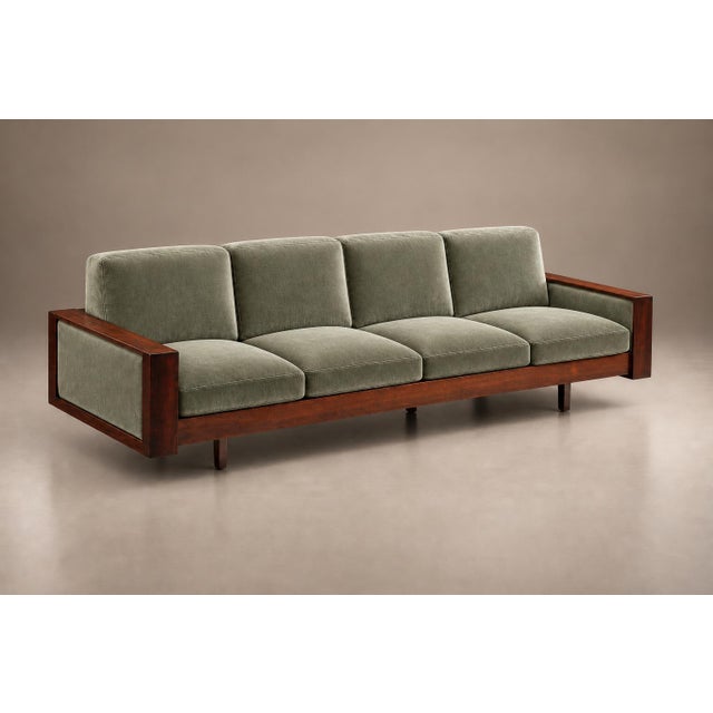 Mid-Century Modern Brazilian Modern Rosewood Sofa in Celadon Mohair by Celina, Brazil, 1960s For Sale - Image 3 of 18
