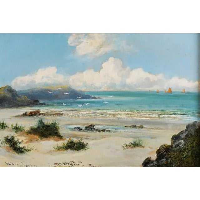 A wonderful beach seascape of the West Coast Scotland by William Langley ( Working 1890 to 1920). The painting of the...