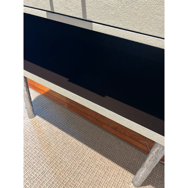 Cream Made Goods Contemporary Cream & Black Shagreen Nightstands - A Pair For Sale - Image 8 of 13