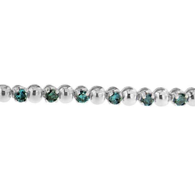 Contemporary 14K White Gold Round-Cut Blue Diamonds Bracelet (3.00 cttw, Blue Color, Clarity) For Sale - Image 3 of 4
