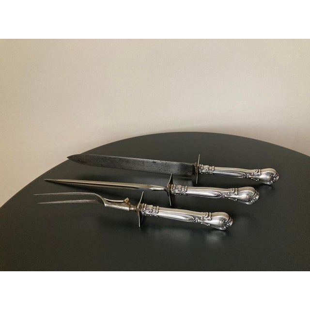 Early 20th Century American Gorham Chantilly Sterling Handled Large Carving Set - 3 Pieces For Sale - Image 15 of 18
