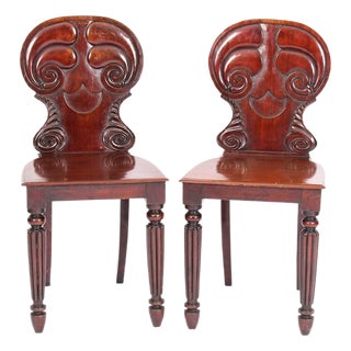 Set of Regency Mahogany Hall Chairs from Gilllows, 19th Century For Sale