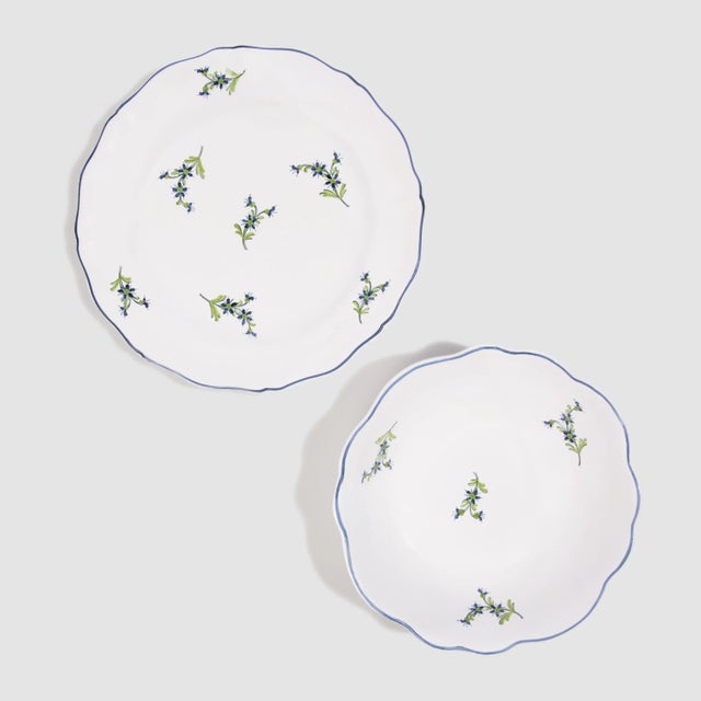 ZdG Les Bleuets Salad Plates, Bleu Egyptien et Vert - Set of 2 For Sale - Image 4 of 13