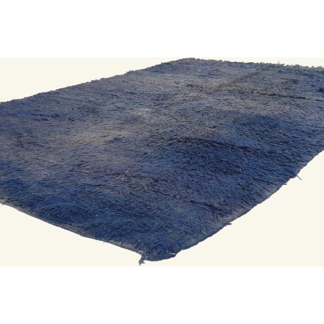 22090 Vintage Beni Mrirt Moroccan Rug, 05'11 x 08'04. The Blue Horizon: A Vintage Beni Mrirt Moroccan Masterpiece of Quiet...