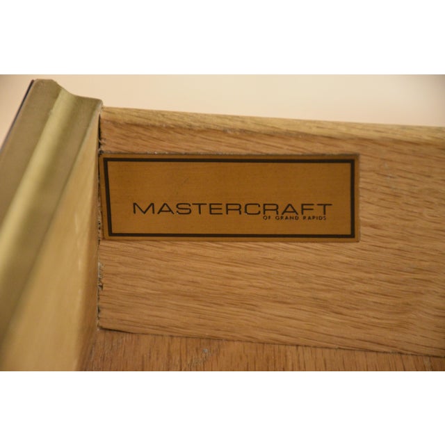 1970’s Mastercraft Brass and Leather Top Desk For Sale - Image 12 of 12