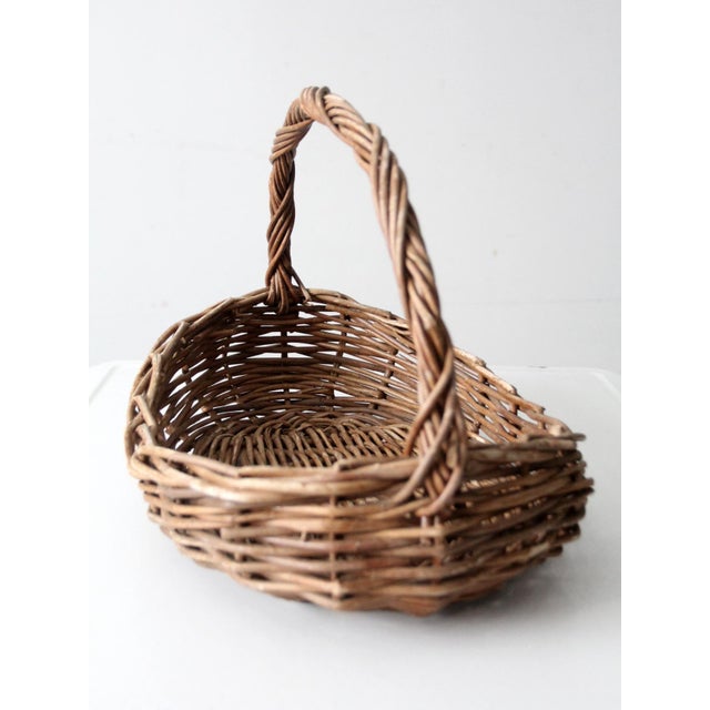 Vintage Wicker Gathering Basket For Sale - Image 6 of 12