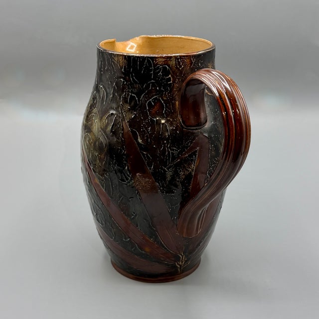 Antique Natural Foliage Stoneware Ale Pitcher Vase from Royal Doulton Lambeth, 1902 For Sale - Image 11 of 18