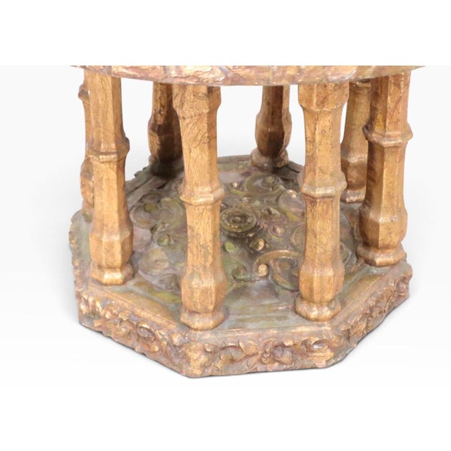 Mid 20th Century Brutalist Faux Gold Gilt Side Table With Textured Surface C. 1970's For Sale - Image 5 of 11