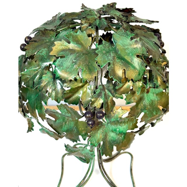 Green 1960s Italian Polychromed Tole Grapevine Topiary Table Lamp For Sale - Image 8 of 11