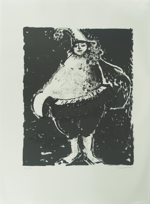 Roger Crusat, Clown au chapeau, Lithograph