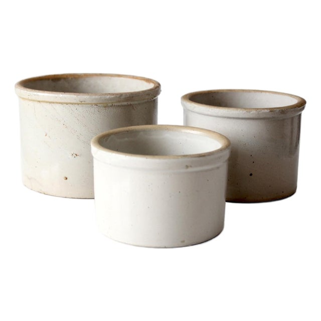 Vintage Stoneware Crocks Set of 3 For Sale