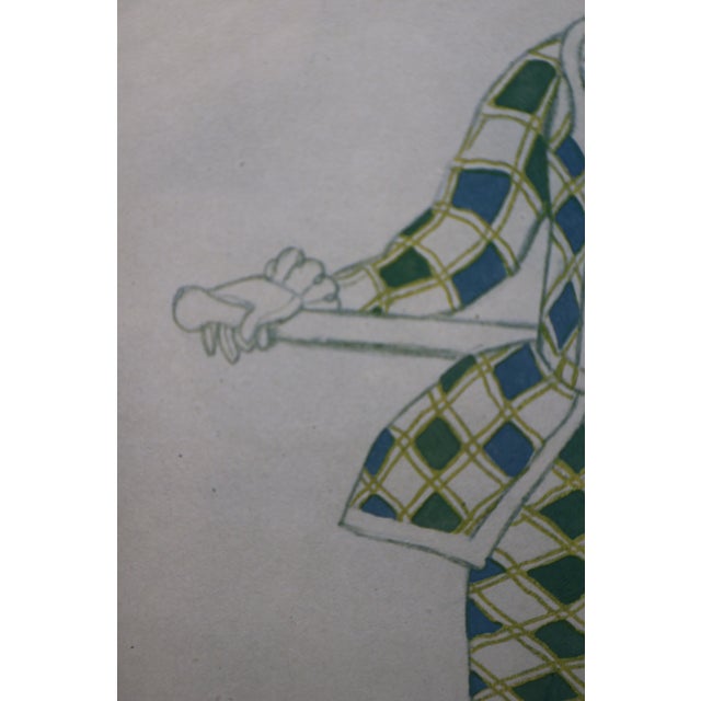 Pair of Leon Bakst 1921 Harlequin Costume Color Lithographs, Silk Matted For Sale - Image 14 of 18