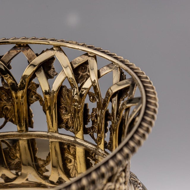 20th Century Edwardian Silver Gilt Wine Coasters, London, 1904, Set of 2 For Sale - Image 10 of 18