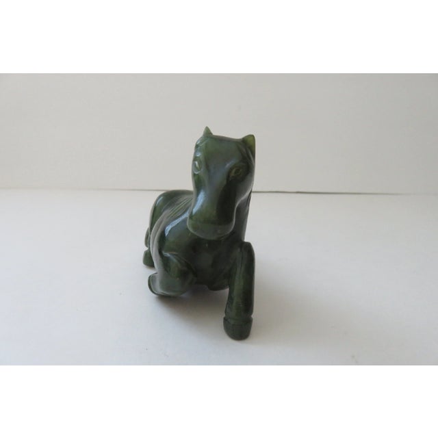 Gemstone Late 20th Century Nephrite Canadian Dark Green Jade Horse Figurine For Sale - Image 7 of 7